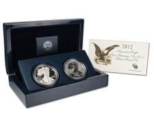 2012-S Silver Eagle 2-Coin Set W/Box & COA ***RARE ORIGINAL SET*** picture