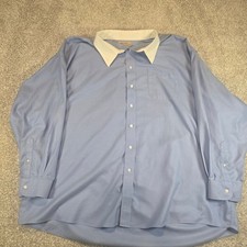 Roundtree & Yorke Gold Label Blue Herringbone Dress Shirt 20 36 Tall Non-Iron picture