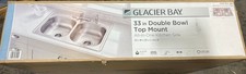 Glacier Bay 33in. Drop-In Double Bowl 20G Stainless Kitchen Sink w/Faucet Sealed picture