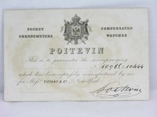 ANTIQUE 1850'S TIFFANY / POITEVIN POCKET WATCH CERTIFICATION CARD / TIME TABLE picture
