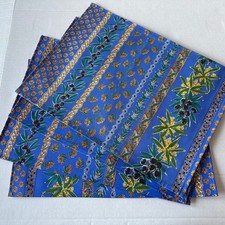 Le Cluny French Provencal Blue Olive  Coated Cotton Placemats Set of 4 France picture