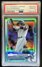 2021 Bowman Chrome Julio Rodriguez Prospects Aqua Refractor #/125 PSA 10 picture
