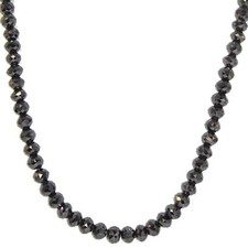 49.03Ct Black Moissanite Diamond Faceted Beads Necklace 925 Silver Clasp 22