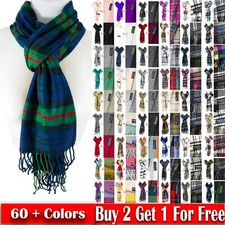 Winter Unisex 100% Cashmere Plaid Scotland Made Solid Striped Scarves Wool Scarf picture