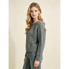 Autumn Winter French-style Ribbed Cable-knit Sweater picture