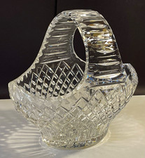 Vintage Ceska Cut Lead Crystal Basket Signed Centerpiece 8