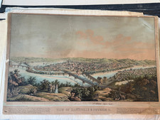 1850s Sachse Palmatary View of Zanesville & Putnam Ohio Birds Eye Lithograph picture