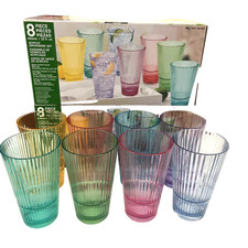 8 Pack 26oz Acrylic Tumbler Cups Multicolor Plastic Drinking Water Glasses picture