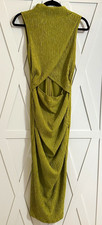 SHEIN Women’s Green Solid Long Bodycon Dress Sleeveless Cut Out Zip L picture