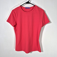 J McLaughlin Textured Top T Shirt Womens Large Red Catalina Cloth Short Sleeve picture