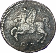 1814 Sicily 2 Grani Ferdinando III Pegasus Copper Coin Palermo KM 249 picture