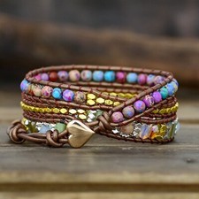 Sea Sediment Bohemian 3 Strand Colorful Boho Handmade Wrap Healing Yoga Bracelet picture