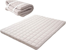 Japanese Padded Futon Mattress Machi Queen Gray, Gusset Foldable Storable Elasti picture