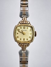 Vintage Bulova  10K RGP Stainless Steel Back Manual Wind Watch Cocktail Ladies picture