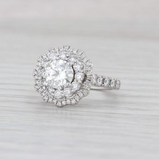 GIA Vera Wang 1.81ctw Diamond Halo Engagement Ring 14k White Gold Size 4 picture