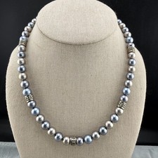 Vintage Carolee Pearl Necklace Sterling Silver Clasp Signed 17” picture