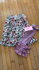 Matilda Jane Purple Floral Dress And Benny Set Girls Size 4 Euc picture