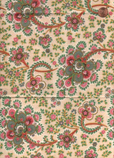 Antique 1870 Stylized Floral Fabric picture