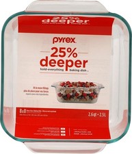 Pyrex Basics Baking Dish 8”x8” Square Clear Glass 2 Qt picture
