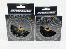 Pro-Line 1/4 Pro-Spec Alum V2  Front / Rear Wheels Set Black/Gold (2) Promoto-MX picture