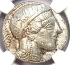 Attica Athens Athena Owl AR Tetradrachm Silver Coin 440 BC. Certified NGC MS UNC picture