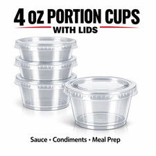 4 oz Plastic Clear Disposable Portion Cups with Lids for Sauce Cup BPA Free picture