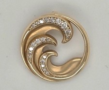 DISNEY NA HOKU MAUI DIVERS NALU WAVE DIAMOND Pendant 14K GOLD 18mm $1600 EUC picture