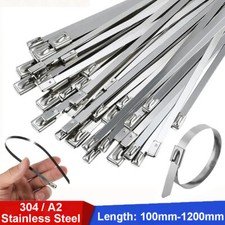 100 X Strong Stainless Steel Marine Grade Metal Cable Ties Zip Tie Wraps Exhaust picture