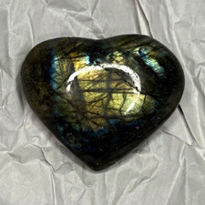 170g Polished Labradorite Heart-Shaped Blue Flash Crystal Mineral Palm Stone picture