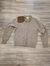 Vintage Lord Jeff Wool Sweater Mens LARGE Mountain Marls Tan Shooting Patch USA picture