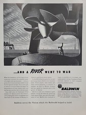 1942 Baldwin Locomotive Works Fortune WW2 Print Ad Q4 Propeller River Boat War picture