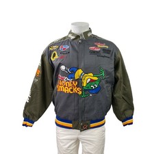 Vintage JH Design NASCAR Kellogg's Honey Smacks Gray Green Racing Bomber Jacket picture