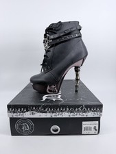 Demonia MUERTO 1001 Finger Bone Heel Platform Biker Ankle Boots Charm Chain picture