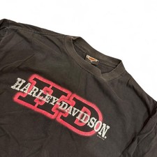 Harley-Davidson Vintage Long Sleeve T-Shirt Black Graphic Logo XL picture