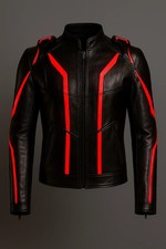 Tron Ares Inspired Cosplay Leather Jacket, Futuristic Leather Biker Jacket 2026 picture