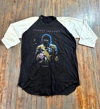 Vintage 1984 Victory Tour Michael Jackson T-Shirt Men Black Cream picture