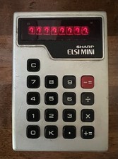 Vtg Sharp ELSI Mini El-801 Calculator With Case Tested & Working RARE (Read) picture