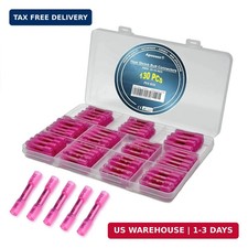 130PCS Red Heat Shrink Butt Connectors Waterproof Crimp Terminals AWG 22-16 Wire picture