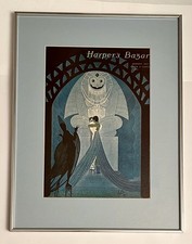Vintage Erte Harpers Bazar Bazaar Lovers And Idol Giclee Print 1970s Framed 24” picture