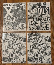 X, Avengers, Controllers, Dils, DOA, vintage SF punk flyer handbills ORIGINAL picture