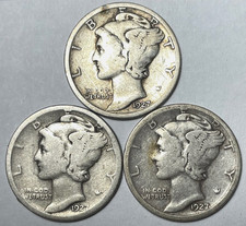 1927, 1927-D and 1927-S 10C Mercury Dimes 90% Silver picture