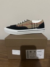 NIB BURBERRY MENS WILSON CALF SUEDE COTTON VINTAGE CHECK SNEAKERS EU 43 US 10 picture