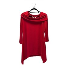Cato Red Cowl-Neck Tunic with Draped Yoke picture