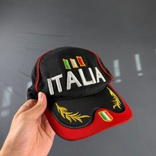 Vintage Italia Embroidered Souvenir Cap Black Red Soccer Racing Italy Hat Y2K picture
