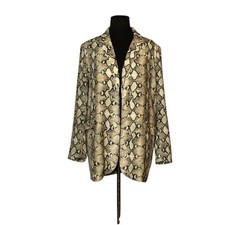 Abbeline beige brown snake print open front jacket size Medium picture