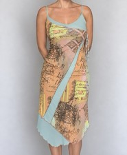 Cache Cache French Vintage Designer Mesh Strappo Graphic Bodycon Dress S picture