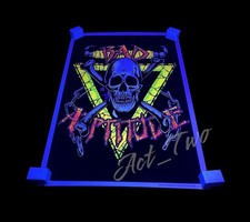 Vintage 2001 Bad Attitude Skull Blacklight Flocked Velvet 23”x35” Poster USA picture
