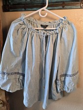 Lauren Ralph Lauren Boho Flowy Blouse Women's M Cinch-Neck Cleangirl Coastal picture