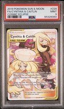 Pokemon PSA 9 Cynthia & Caitlin 228/236 Cosmic Eclipse Full Art Rare Mint picture