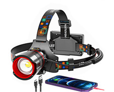 Linterna frontal recargable de 90000 lúmenes, ultrabrillante, para casco, IPX54, picture